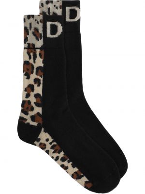 Calcetines con estampado animal print Dolce & Gabbana negro