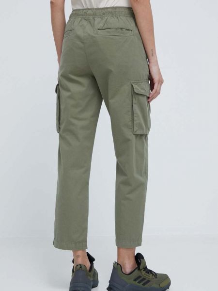 Jednobarevné bavlněné kalhoty s vysokým pasem Napapijri zelené