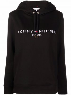 Bluza z kapturem z nadrukiem Tommy Hilfiger czarna
