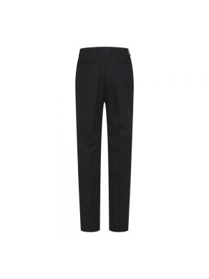 Pantalones de cintura alta de lana a rayas Saint Laurent negro