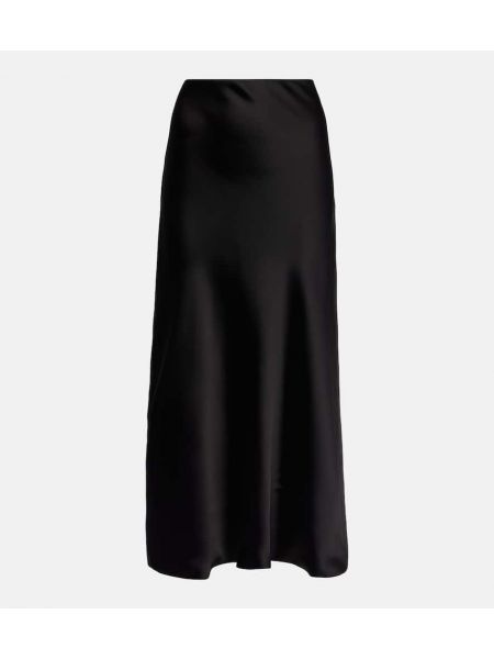 Saténové dlouhá sukně s vysokým pasem Norma Kamali černé