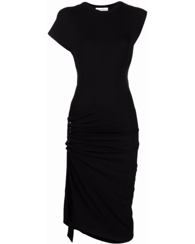 Асиметрична миди рокля Paco Rabanne черно
