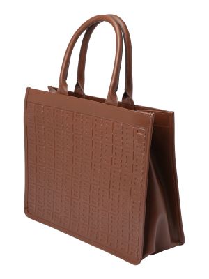 Jednofarebná kožená kabelka s vreckami Riani - hnedá