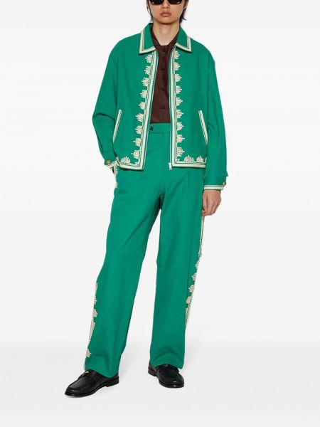 Pantalon en coton avec applique Bode vert