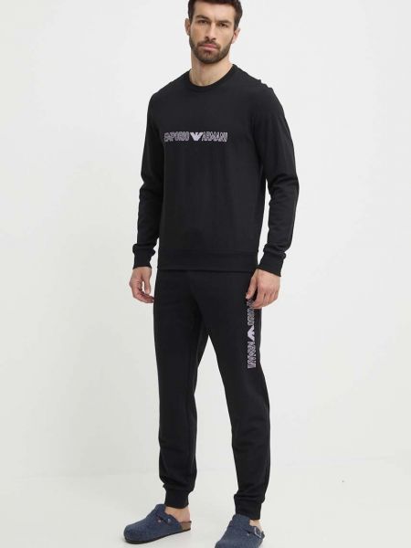 Spodnie sportowe z nadrukiem Emporio Armani Underwear czarne
