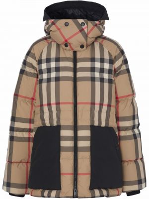 Karierte daunenjacke mit kapuze Burberry braun