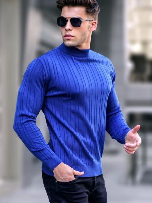 Slim fit priliehavý sveter Madmext modrá