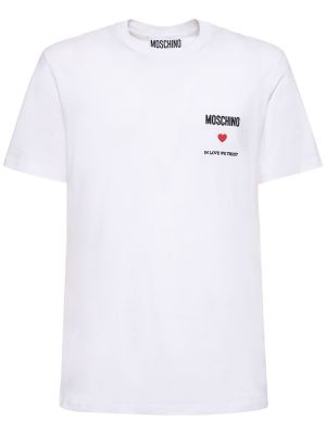 Βαμβακερή μπλούζα από ζέρσεϋ Moschino λευκό