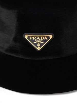 Aksamitny kapelusz Prada czarny
