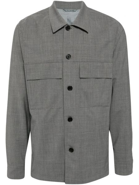 Vlnená dlhá košeľa Paul Smith sivá