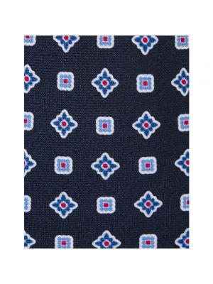Corbata de seda con estampado con estampado geométrico Kiton azul