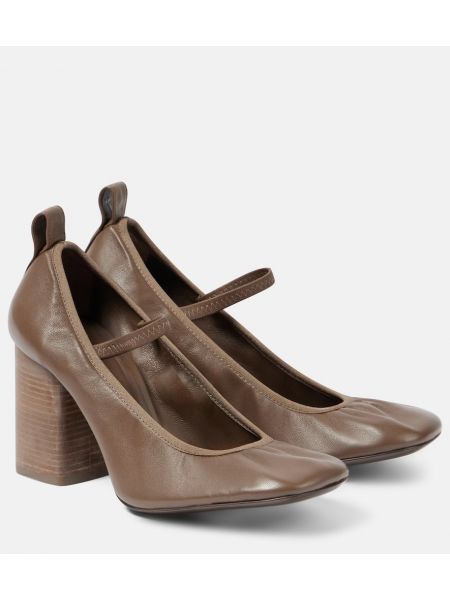 Läder mary jane pumps Lemaire brun