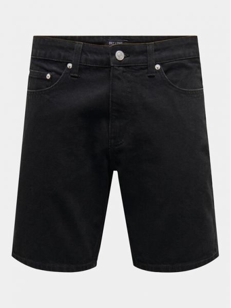 Priliehavé džínsové šortky Only & Sons čierna