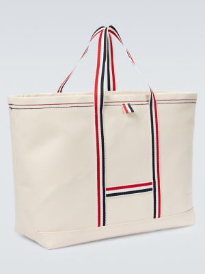 Bavlnená nákupná taška Thom Browne biela
