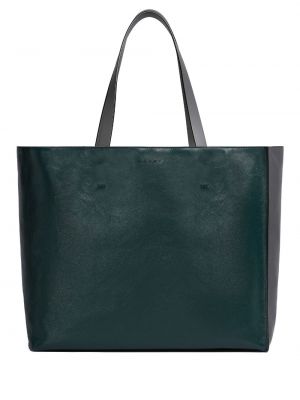 Кожени шопинг чанта Marni зелено