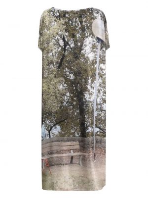 Sukienka koszulowa z nadrukiem z okrągłym dekoltem Barbara Bologna beżowa