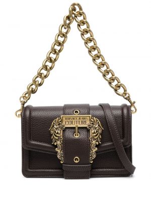 Чанта за ръка с катарама Versace Jeans Couture кафяво
