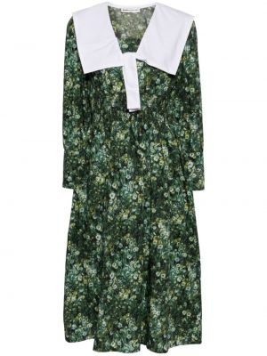 Midi haljina s cvjetnim printom s printom Batsheva zelena