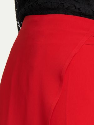 Jupe mi-longue taille haute en crêpe Valentino rouge