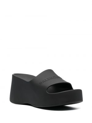 Chunky sandály na platformě na klínovém podpatku Balenciaga černé