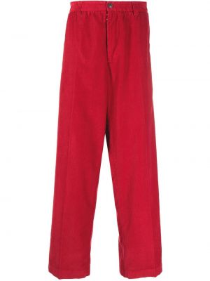 Relaxed fit hlače iz rebrastega žameta Maison Margiela rdeča