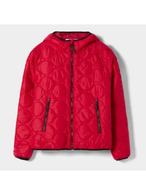 Куртка с капюшоном Bershka Lightweight Quilted красный
