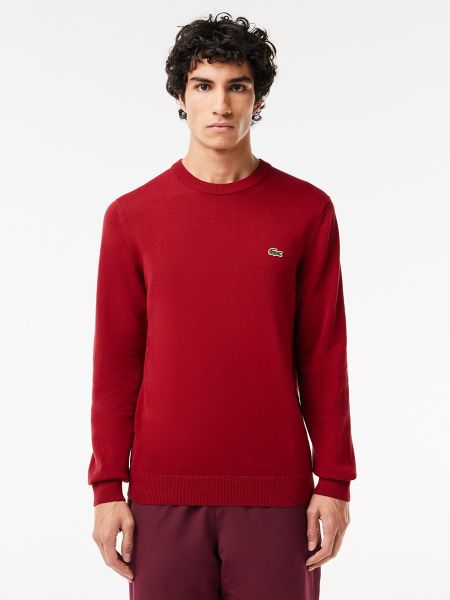 Jersey de algodón de tela jersey de cuello redondo Lacoste granate