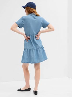 Džínsové šaty s volánmi s volánmi Gap modrá