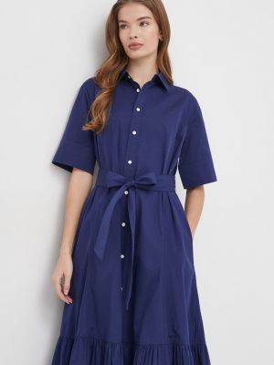 Bavlněné midi šaty Polo Ralph Lauren modré