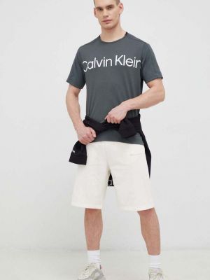 Koszulka z nadrukiem Calvin Klein Performance szara