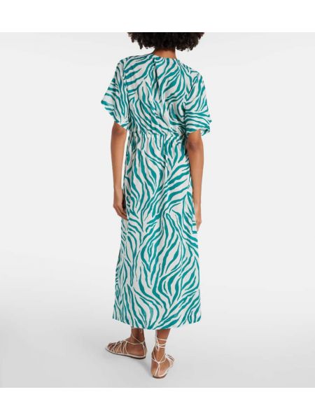 Pamučna midi haljina s printom sa zebra printom Max Mara zelena