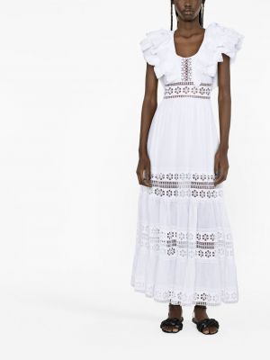 Krajkové bavlněné dlouhé šaty Charo Ruiz Ibiza bílé