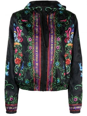 Džínová bunda s kapucí Versace Jeans Couture - černá