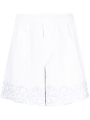 Pantaloni scurți din bumbac cu model floral Bode alb