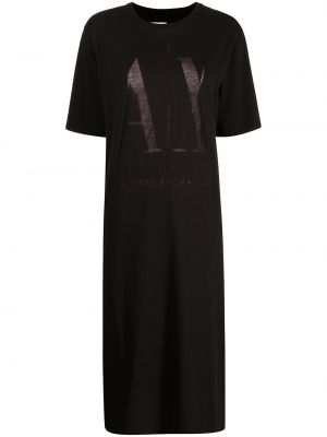 Tričkové šaty s potiskem Armani Exchange černé