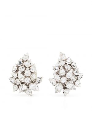 Boucles d'oreilles à boucle en cristal Christian Dior argenté