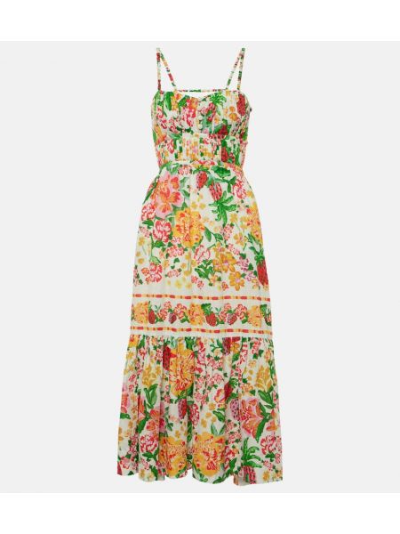 Pamučna midi haljina s cvjetnim printom Farm Rio bijela