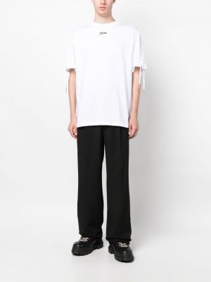 Krajkové bavlněné šněrovací tričko Jean Paul Gaultier bílé