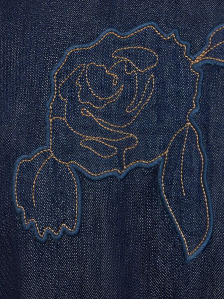Robe mi-longue en coton Ganni bleu