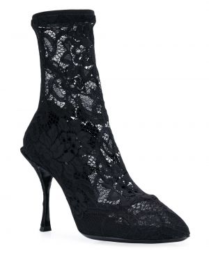 Calzado con tacón de flores slip on Dolce & Gabbana negro