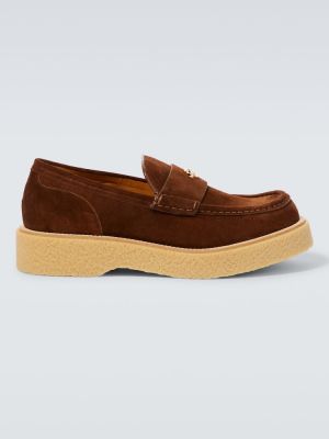 Pantofi loafer din piele de căprioară cu platformă Gucci maro