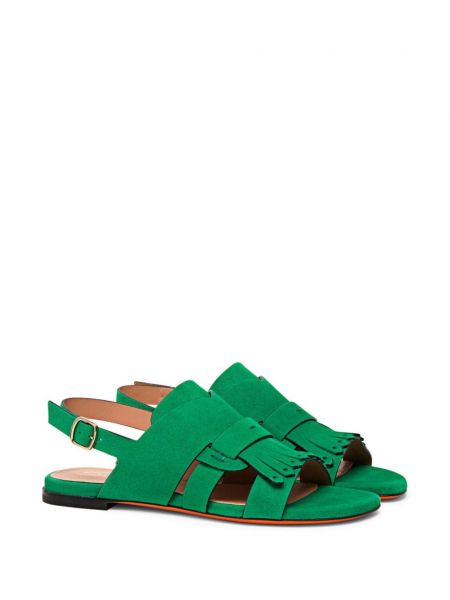 Semišové sandály s třásněmi Santoni zelené