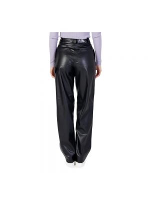 Pantalones rectos de cintura alta Calvin Klein negro