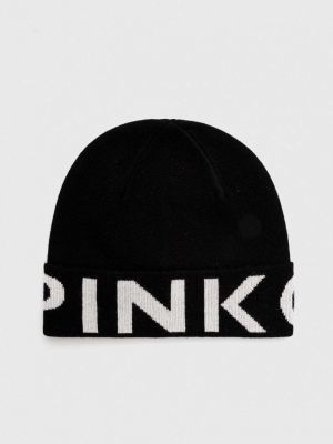 Dzianinowa czapka wełniana Pinko czarna