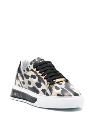 Leder sneaker mit print mit leopardenmuster Roberto Cavalli weiß