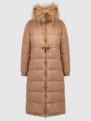 Стьобане пальто з пір'ям Twinset коричневе