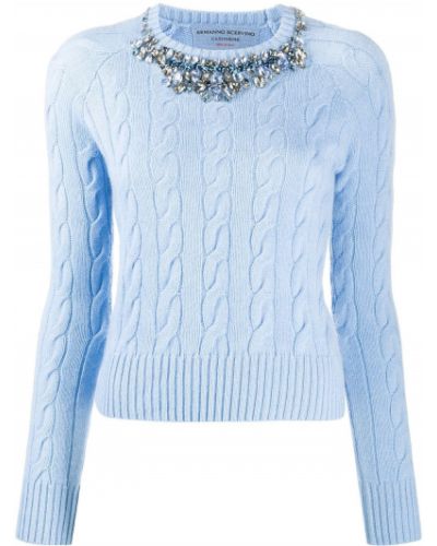 Пуловер с кристали Ermanno Scervino синьо