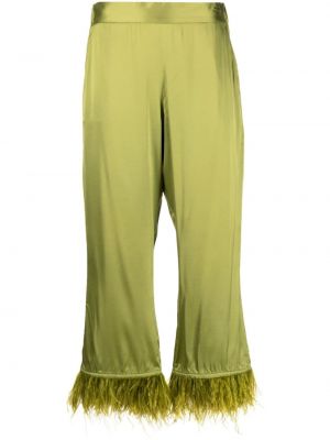 Pantaloni cu pene cu croială lejeră Paula verde