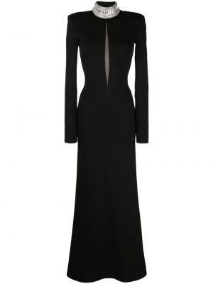 Прозрачна вечерна рокля с кристали David Koma черно