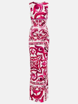 Rochie lunga cu imagine Dolce&gabbana roz